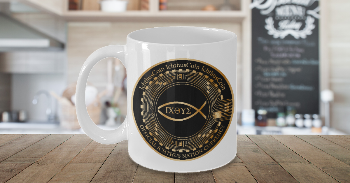 Introducing the Inspirational Ichthus Crypto Mug - the Ultimate Blend of Faith and Finance
