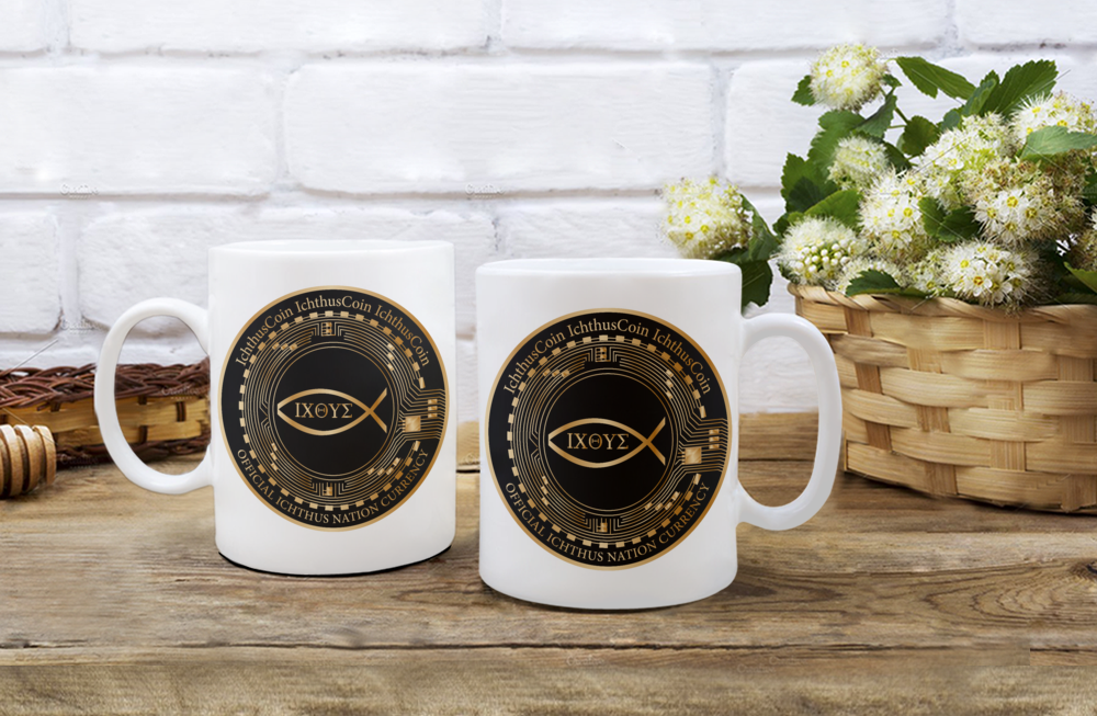 Introducing the Inspirational Ichthus Crypto Mug with QR Code and AI-Powered Educational Dashboard - the perfect combination of faith and technology