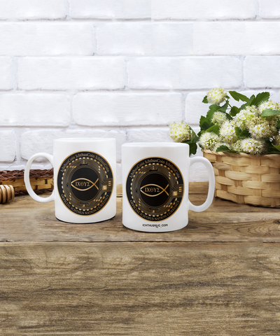 LIMITED EDITION OFFICIAL Ichthus Nation 11 oz White Inspirational Novelty Coffee Mug with 50 BONUS IchthusCoin Digital Gold Rewards