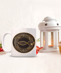 Limited Edition IchthusCoin 15 oz White Inspirational Novelty Coffee Mug with 50 BONUS IchthusCoin Digital Gold Rewards