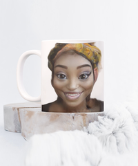 Limited Edition Citizen Avatar Lady Sharon IchthusCoin 11 oz White Inspirational Novelty Coffee Mug with QR Code and 100 BONUS IchthusCoin Digital Gold Tokens with Corporate Digital Dashboard and Wallet Account ($75 Value)