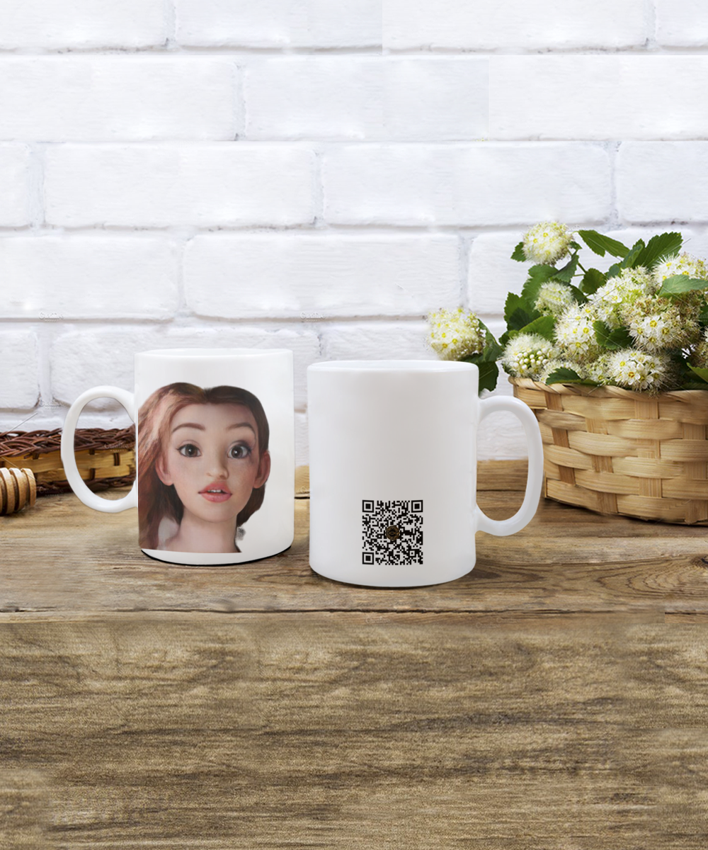 Limited Edition Citizen Avatar Lady Charlotte IchthusCoin 15 oz White Inspirational Novelty Coffee Mug with Passport QR Code and 25 BONUS IchthusCoin Digital Gold Rewards