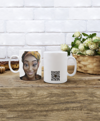 Limited Edition Citizen Avatar Lady Sharon IchthusCoin 11 oz White Inspirational Novelty Coffee Mug with QR Code and 100 BONUS IchthusCoin Digital Gold Tokens with Corporate Digital Dashboard and Wallet Account ($75 Value)