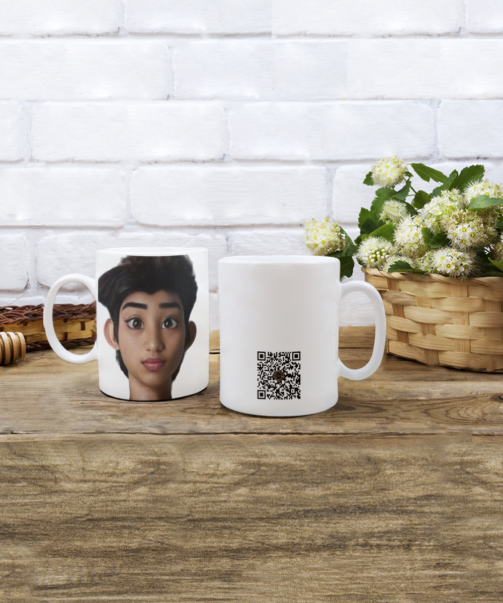 Limited Edition Citizen Avatar Sir Stanley IchthusCoin 11 oz White Inspirational Novelty Coffee Mug with QR Code and 100 BONUS IchthusCoin Digital Gold Tokens with Corporate Digital Dashboard and Wallet Account ($75 Value)