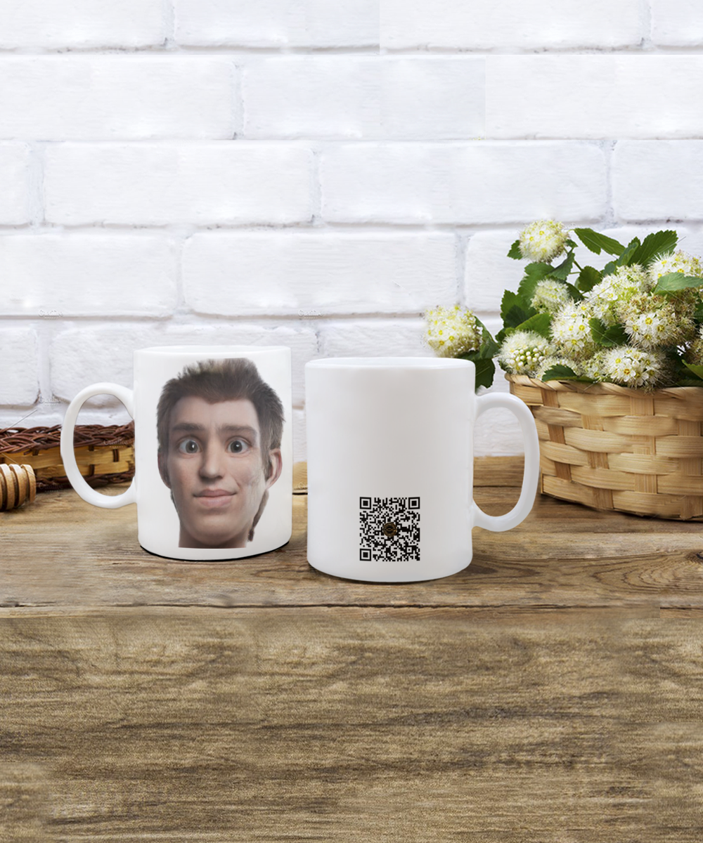 Limited Edition Citizen Avatar Sir Tim IchthusCoin 15 oz White Inspirational Novelty Coffee Mug with QR Code and 153 BONUS IchthusCoin Digital Gold Tokens with Corporate Digital Dashboard and Wallet Account ($95 Value)