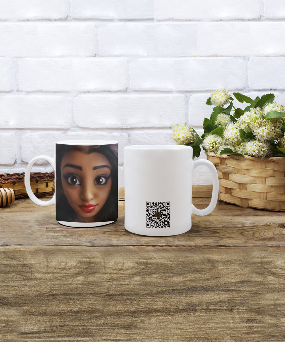 Limited Edition Citizen Avatar Lady Lori IchthusCoin 15 oz White Inspirational Novelty Coffee Mug with QR Code and 153 BONUS IchthusCoin Digital Gold Tokens with Corporate Digital Dashboard and Wallet Account ($75 Value)
