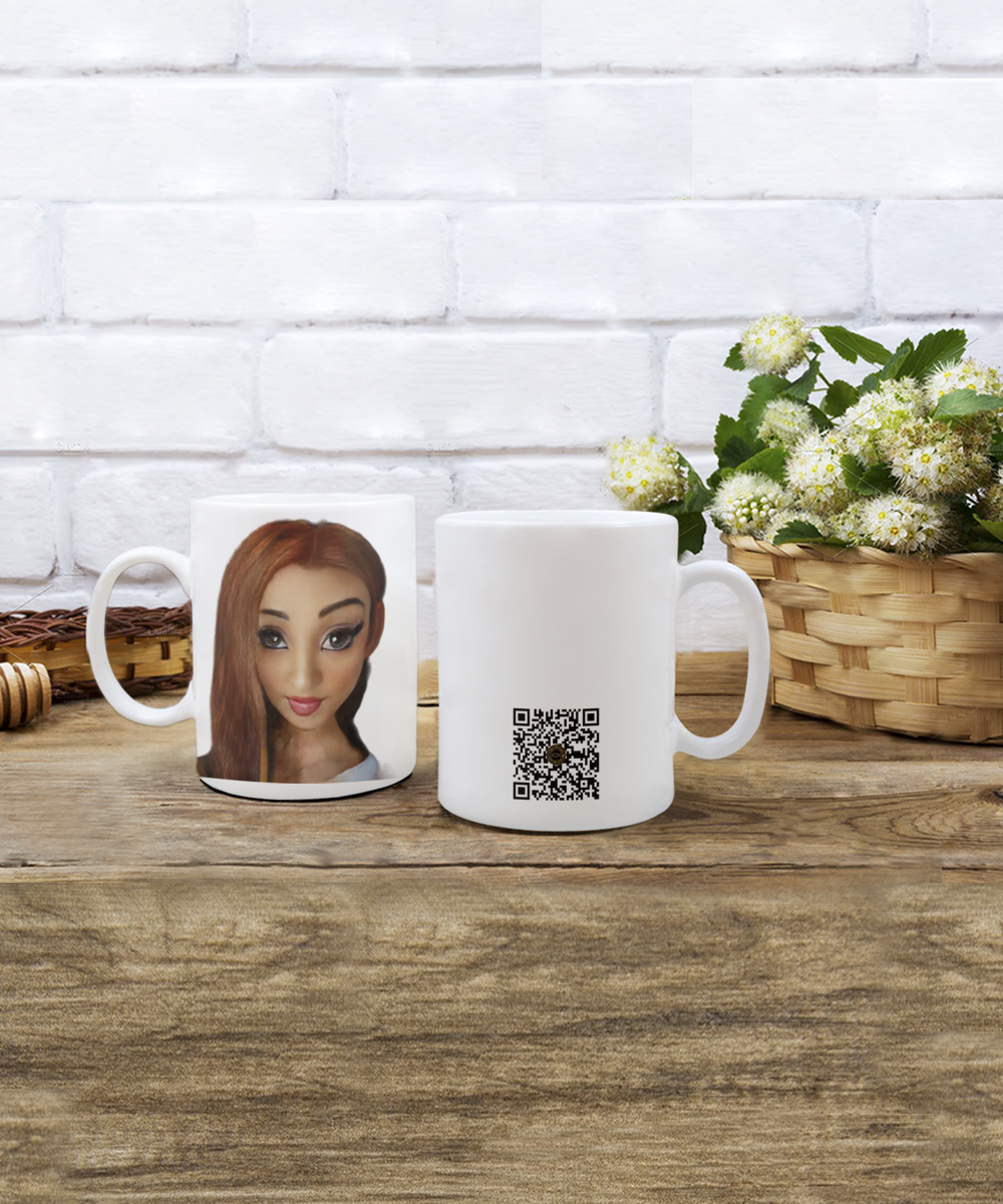 Limited Edition Citizen Avatar Lady Aria IchthusCoin 15 oz White Inspirational Novelty Coffee Mug with Passport QR Code and 25 BONUS IchthusCoin Digital Gold Rewards