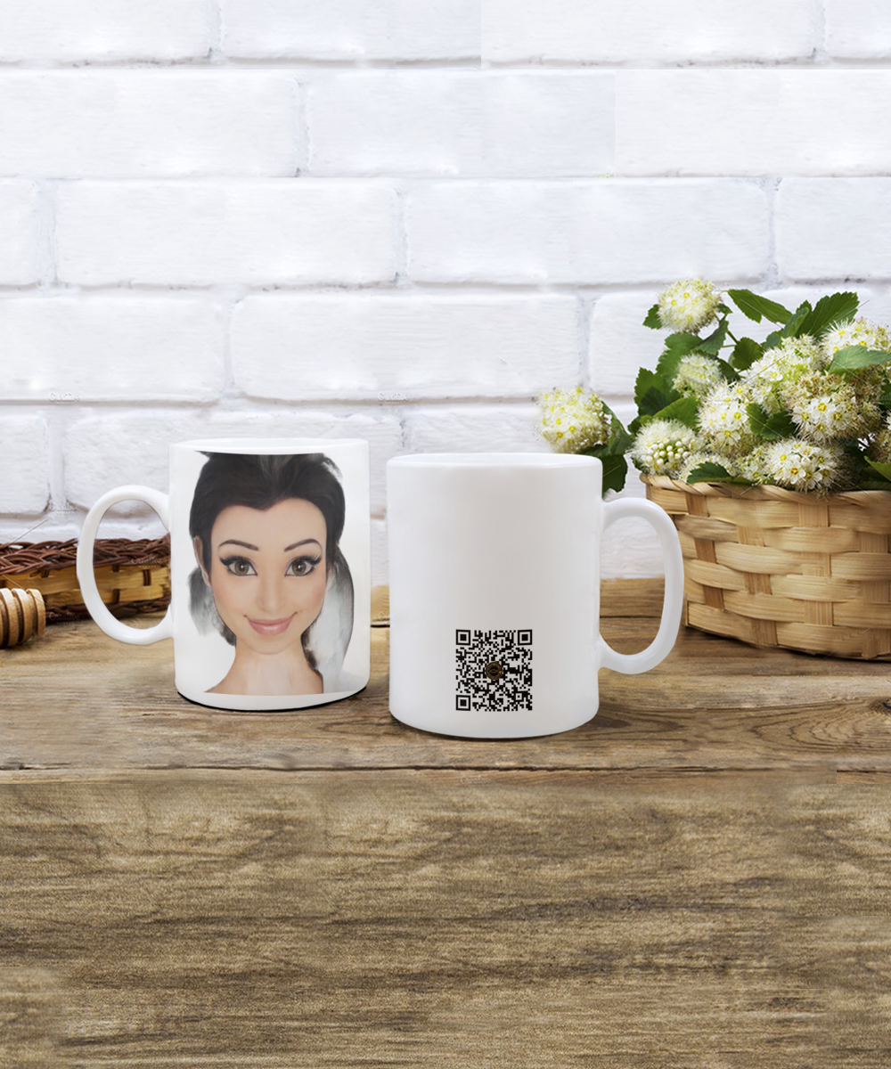 Limited Edition Citizen Avatar Lady Hillary IchthusCoin 15 oz White Inspirational Novelty Coffee Mug with QR Code and 153 BONUS IchthusCoin Digital Gold Tokens with Corporate Digital Dashboard and Wallet Account ($95 Value)