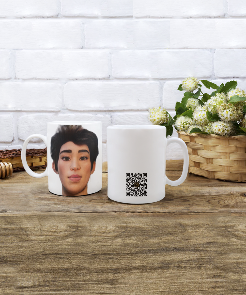 Limited Edition Mayor Avatar Alex IchthusCoin 11 oz White Inspirational Novelty Coffee Mug with QR Code and 100 BONUS IchthusCoin Digital Gold Tokens with Corporate Digital Dashboard and Wallet Account ($75 Value)
