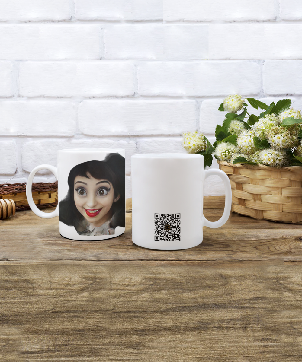 Limited Edition Citizen Avatar Lady Kate IchthusCoin 15 oz White Inspirational Novelty Coffee Mug with QR Code and 153 BONUS IchthusCoin Digital Gold Tokens with Corporate Digital Dashboard and Wallet Account ($95 Value)