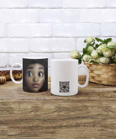 Limited Edition Citizen Avatar Lady Lea IchthusCoin 11 oz White Inspirational Novelty Coffee Mug with QR Code and 100 BONUS IchthusCoin Digital Gold Tokens with Corporate Digital Dashboard and Wallet Account ($75 Value)