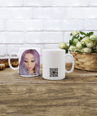 Limited Edition Citizen Avatar Lady Ava IchthusCoin 15 oz White Inspirational Novelty Coffee Mug with QR Code and 153 BONUS IchthusCoin Digital Gold Tokens with Corporate Digital Dashboard and Wallet Account ($95 Value)