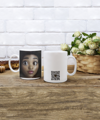 Limited Edition Citizen Avatar Lady Lea IchthusCoin 15 oz White Inspirational Novelty Coffee Mug with QR Code and 153 BONUS IchthusCoin Digital Gold Tokens with Corporate Digital Dashboard and Wallet Account ($95 Value)