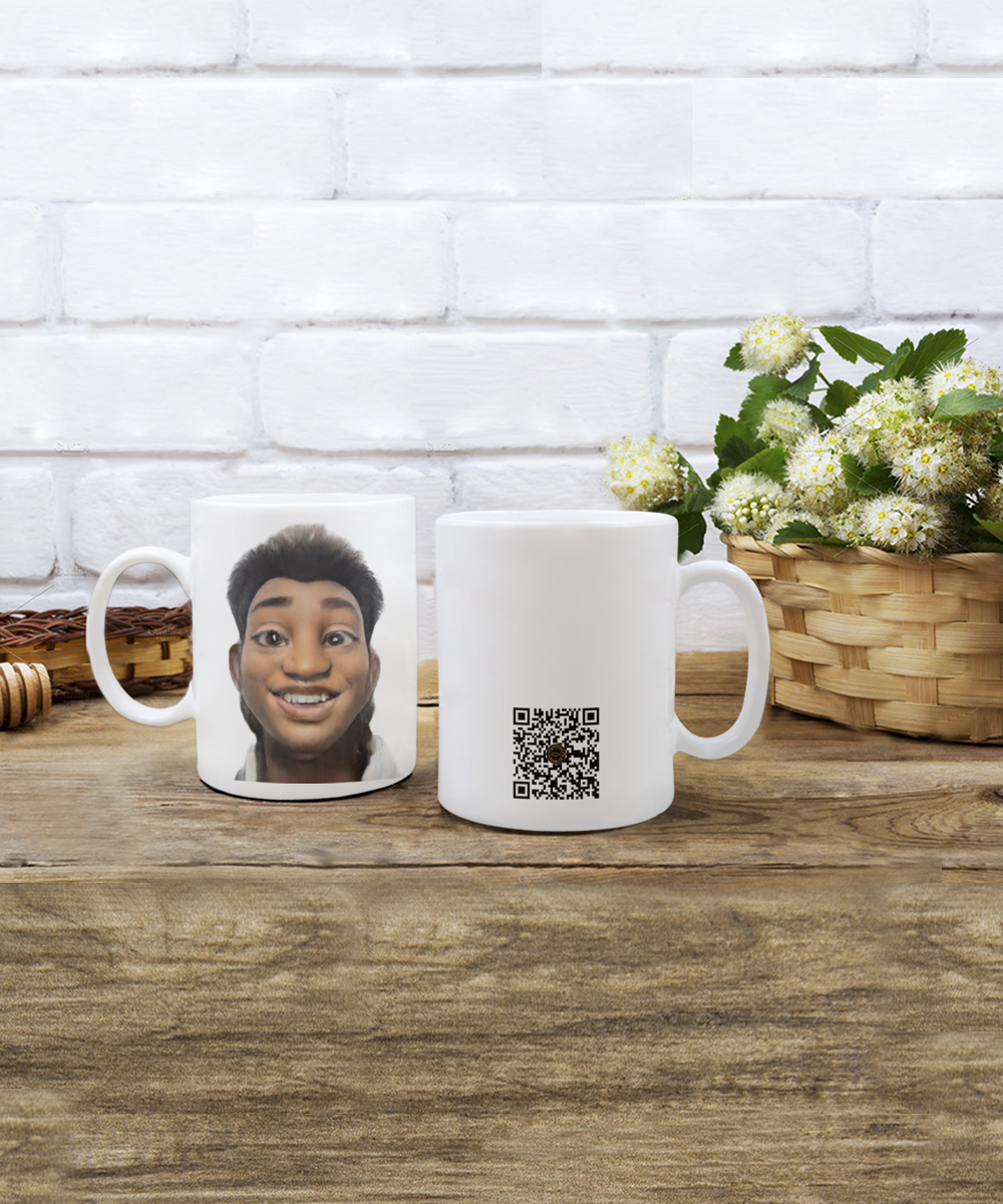 Limited Edition Citizen Avatar Sir Reginald IchthusCoin 15 oz White Inspirational Novelty Coffee Mug with QR Code and 153 BONUS IchthusCoin Digital Gold Tokens with Corporate Digital Dashboard and Wallet Account ($95 Value)