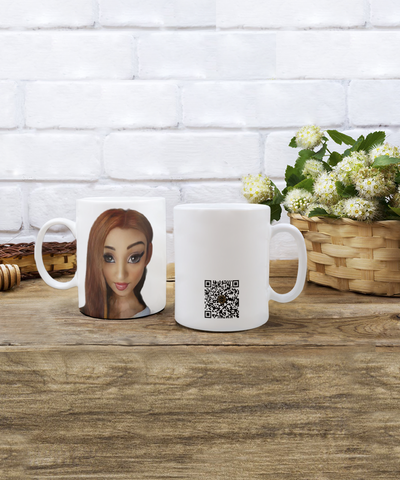 Limited Edition Citizen Avatar Lady Aria IchthusCoin 11 oz White Inspirational Novelty Coffee Mug with Passport QR Code and 50 BONUS IchthusCoin Digital Gold Rewards