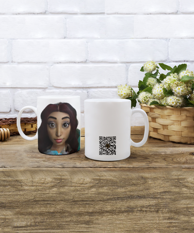 Limited Edition Citizen Avatar Lady Jean IchthusCoin 11 oz White Inspirational Novelty Coffee Mug with QR Code and 100 BONUS IchthusCoin Digital Gold Tokens with Corporate Digital Dashboard and Wallet Account ($75 Value)
