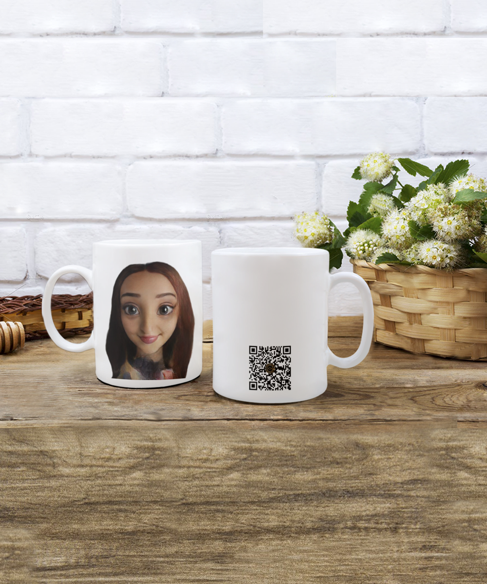 Limited Edition Citizen Avatar Lady Annie IchthusCoin 15 oz White Inspirational Novelty Coffee Mug with QR Code and 153 BONUS IchthusCoin Digital Gold Tokens with Corporate Digital Dashboard and Wallet Account ($95 Value)