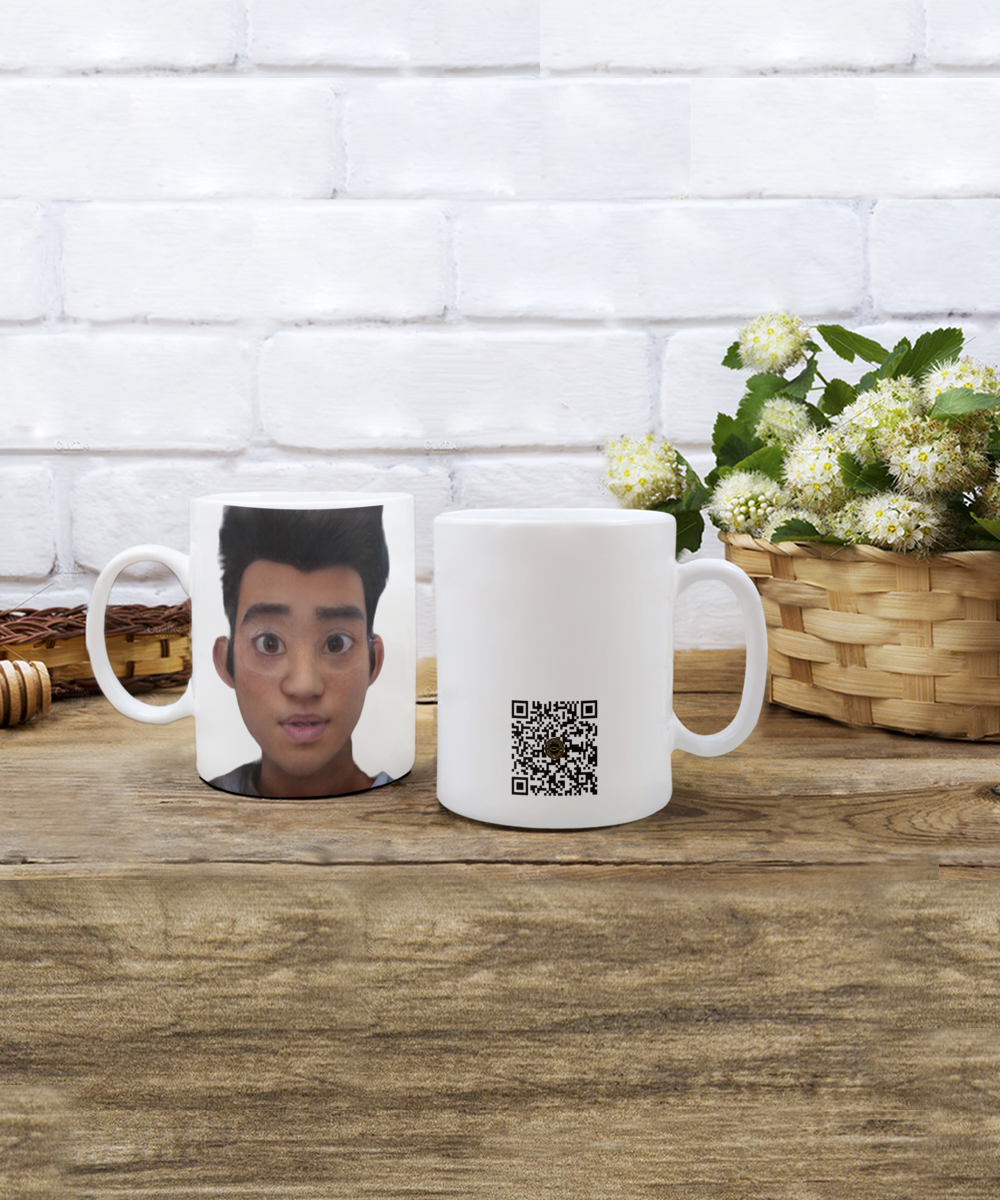 Limited Edition Citizen Avatar Sir Jed IchthusCoin 11 oz White Inspirational Novelty Coffee Mug with QR Code and 100 BONUS IchthusCoin Digital Gold Tokens with Corporate Digital Dashboard and Wallet Account ($75 Value)