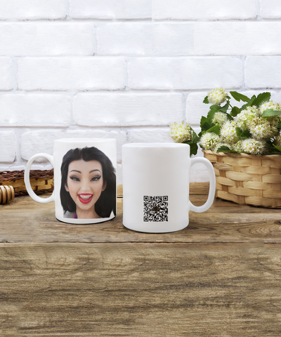 Limited Edition Citizen Avatar Lady Amelia IchthusCoin 15 oz White Inspirational Novelty Coffee Mug with QR Code and 153 BONUS IchthusCoin Digital Gold Tokens with Corporate Digital Dashboard and Wallet Account ($95 Value)